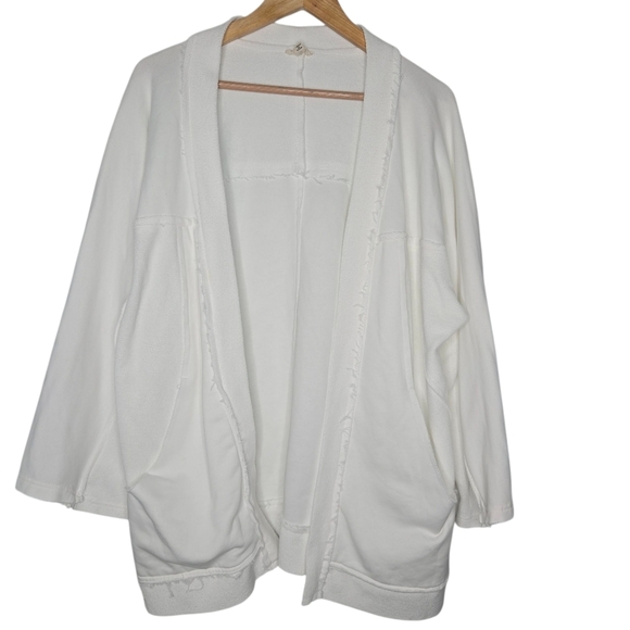 POL Womens White Oversized French Terry Open Front Cardigan Size Medium - Picture 1 of 6